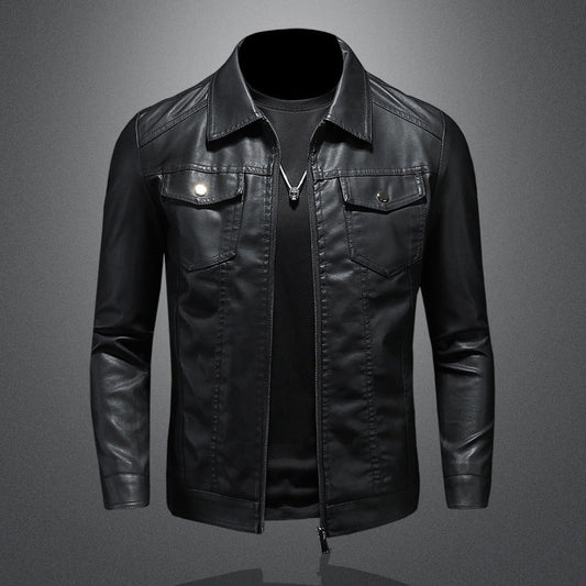 Men's Classic Leather Jacket - Durable, Comfortable, Stylish Outerwear Black