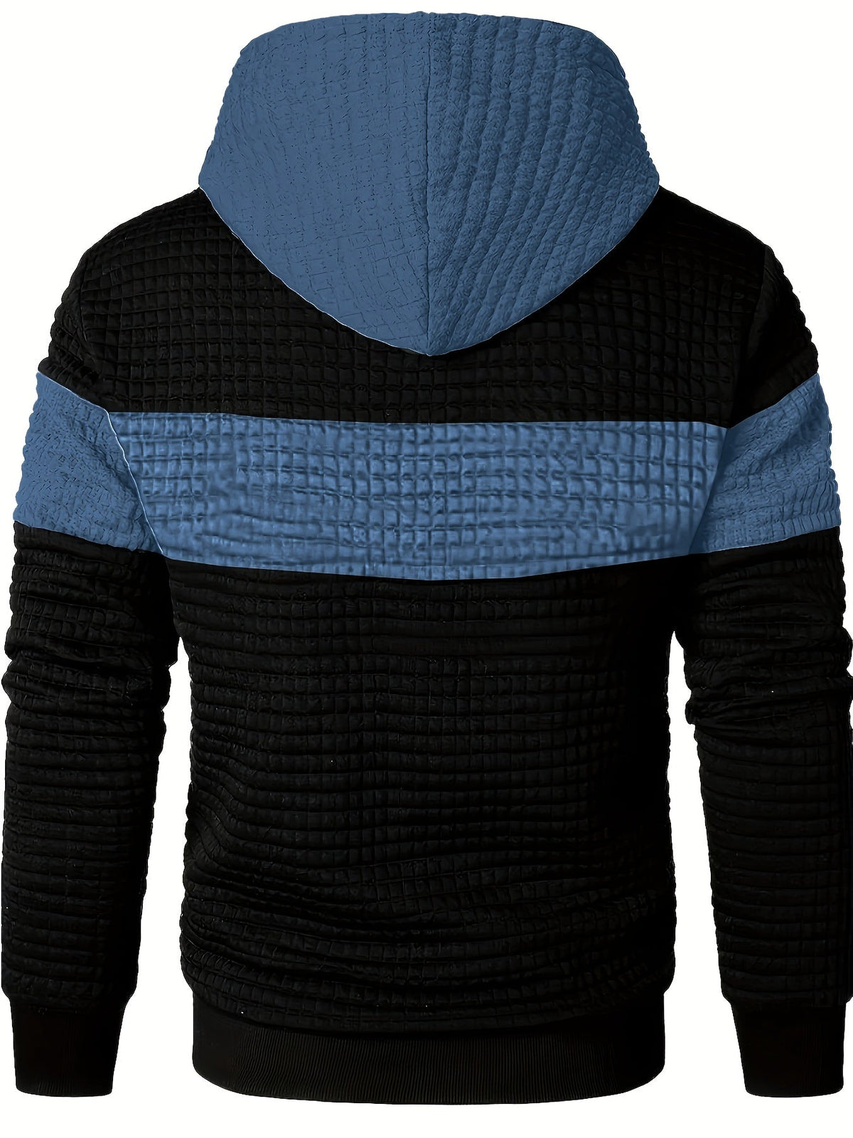 Men's Color-Block Textured Hoodie for Fall and Winter Everyday Wear