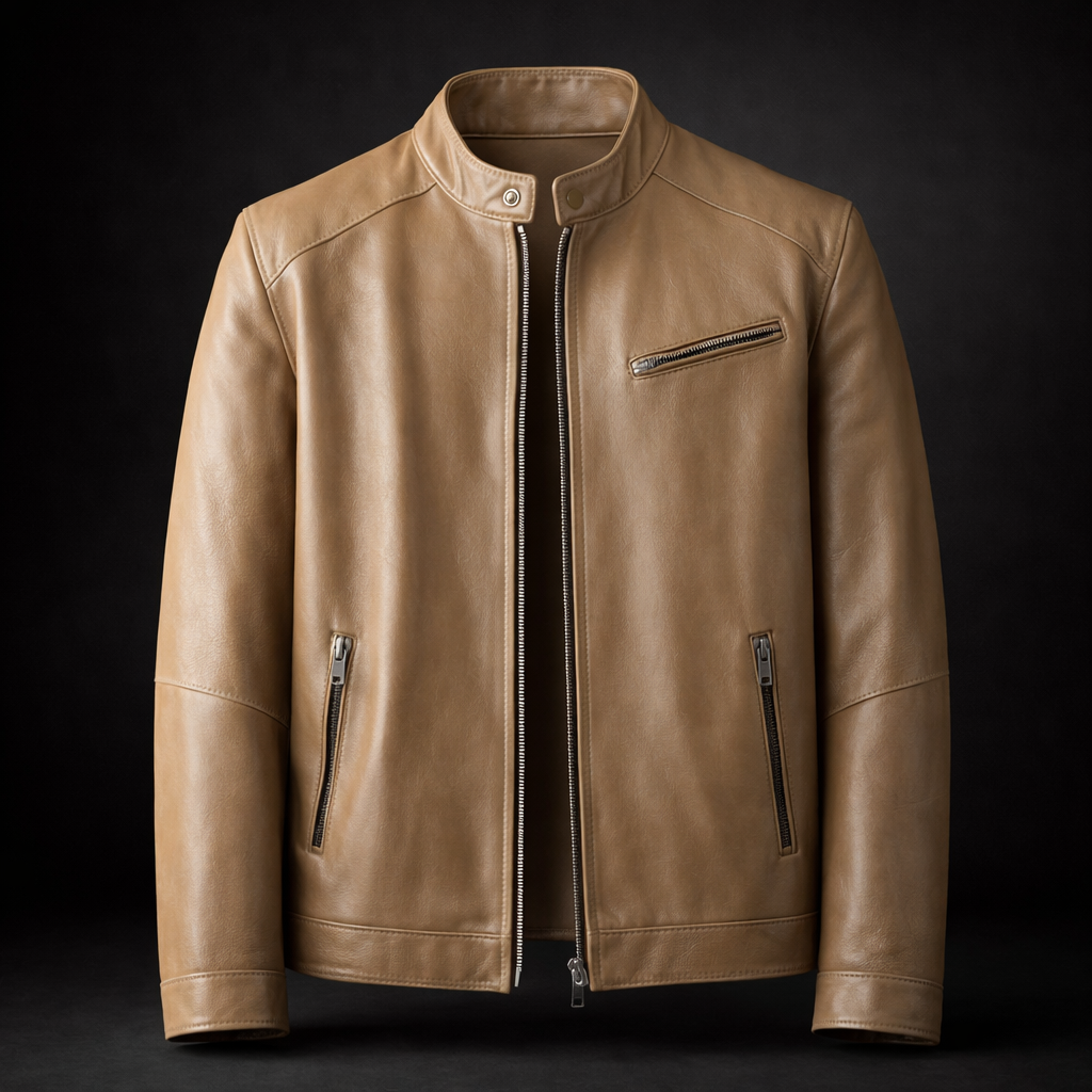 Men's Timeless Leather Biker Jacket for Fall and Winter Everyday Wear