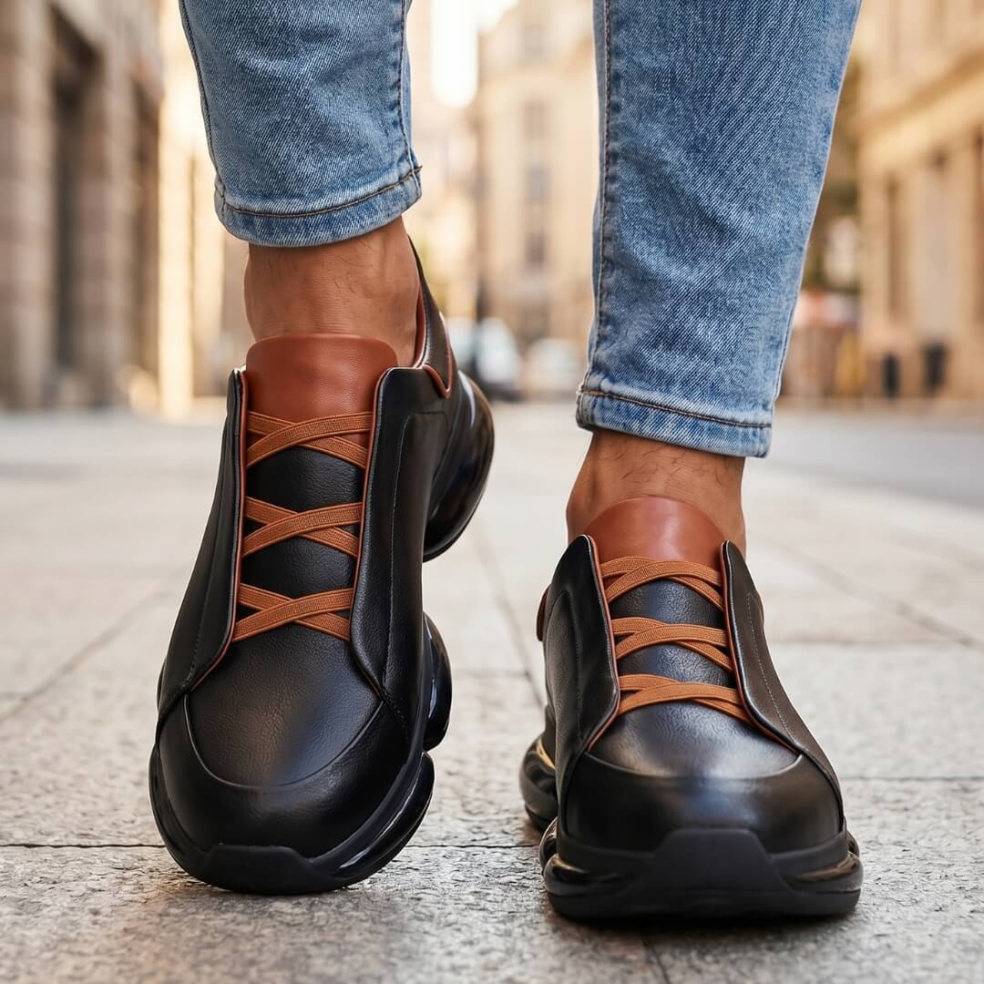 Men's Stylish Leather Sneakers for Fall and Winter Everyday Wear