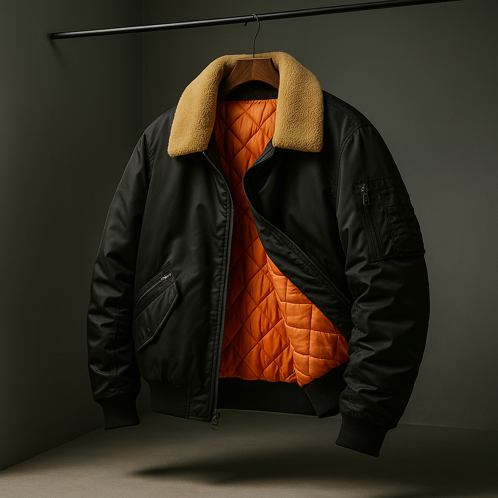 Men's Classic Aviator Leather Jacket for Fall and Winter Everyday Wear Carbon