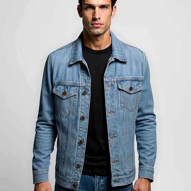 Men's Casual Lightweight Denim Jacket for Daily Use Warm