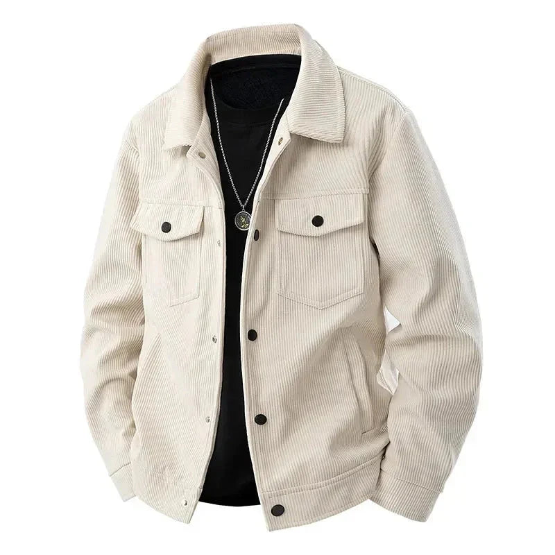Men's Timeless Classic Corduroy Jacket for Effortless Style Beige