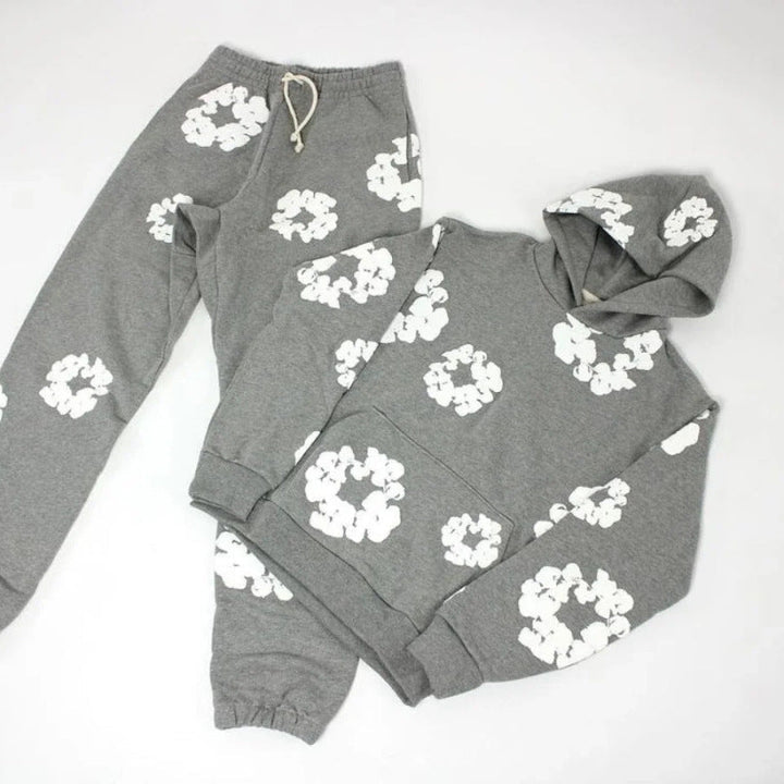 Men's Printed Denim Tracksuit Set – Casual Streetwear Outfit