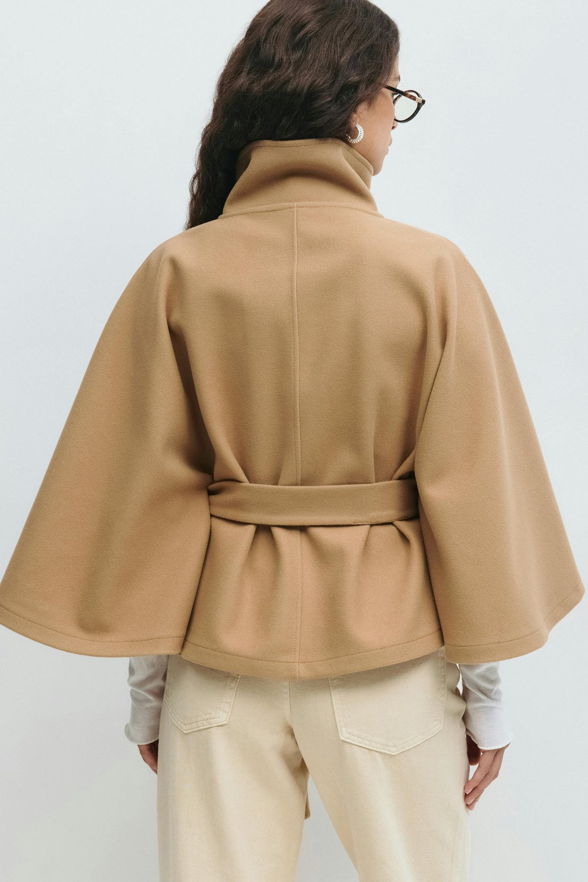 Women's Short Trench Coat for Fall with Belted Waist Tie