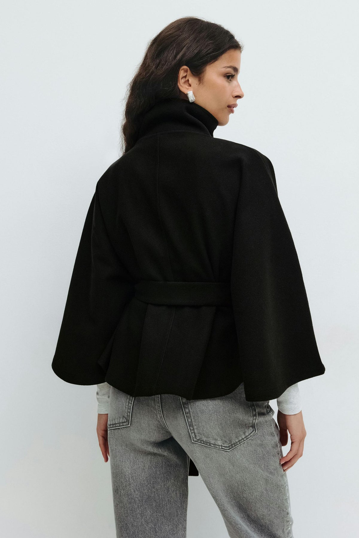 Women's Short Trench Coat for Fall with Belted Waist Tie