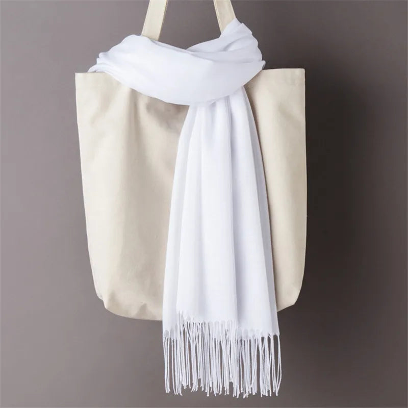Women's Solid Cashmere Scarf - Warm Autumn Winter Shawl Wraps 38