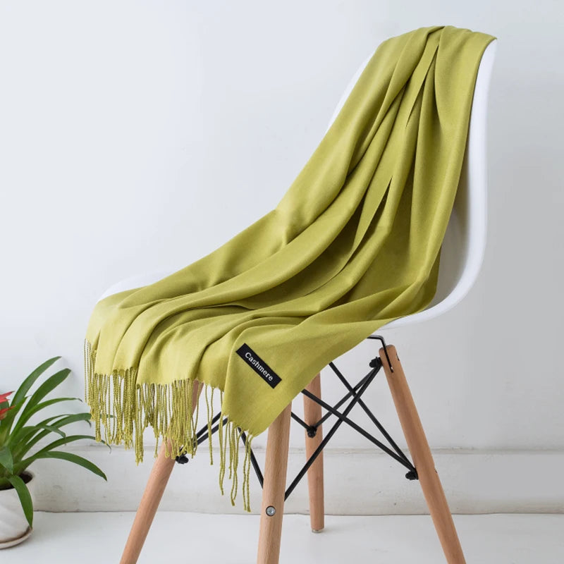 Women's Solid Cashmere Scarf - Warm Autumn Winter Shawl Wraps