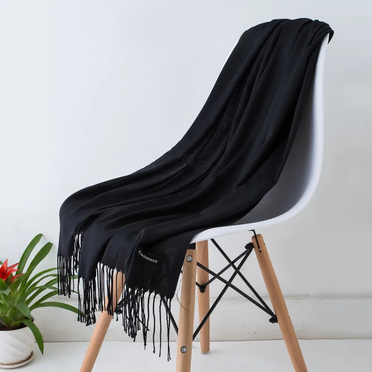 Women's Solid Cashmere Scarf - Warm Autumn Winter Shawl Wraps 14