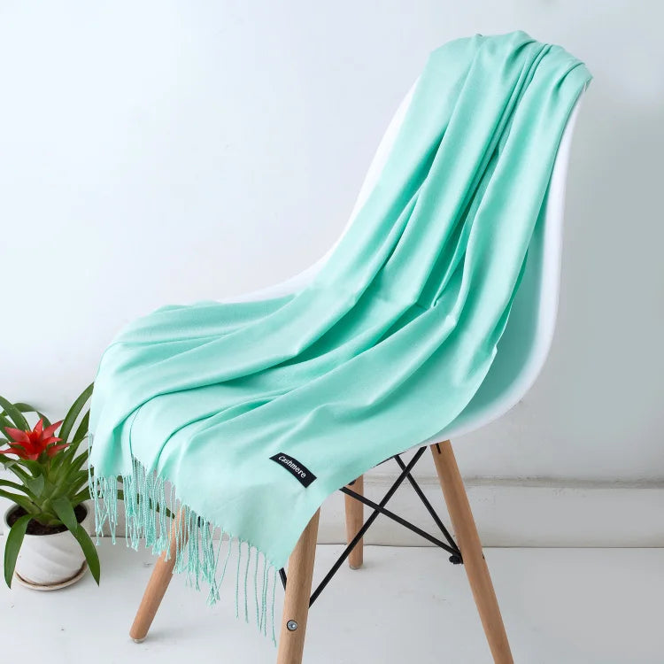 Women's Solid Cashmere Scarf - Warm Autumn Winter Shawl Wraps 6