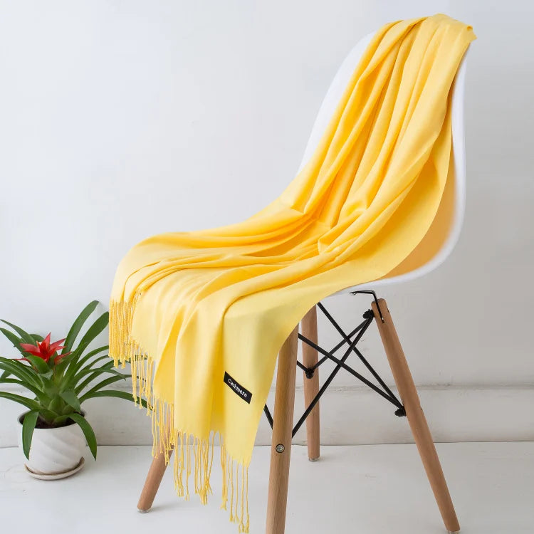 Women's Solid Cashmere Scarf - Warm Autumn Winter Shawl Wraps 1