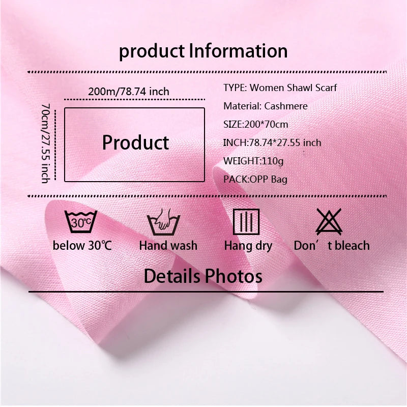 Women's Soft Cashmere Feel Pashmina Scarf for Travel and Winter