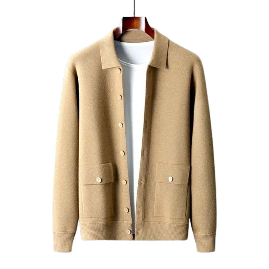 Men's Multi-Color Ribbed Button-Down Knit Cardigan for Fall and Winter