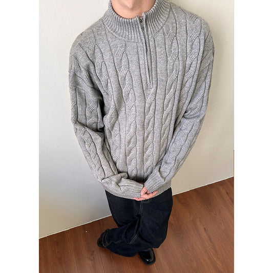 Men's Cable Knit Quarter Zip Sweater for Fall and Winter Everyday Wear