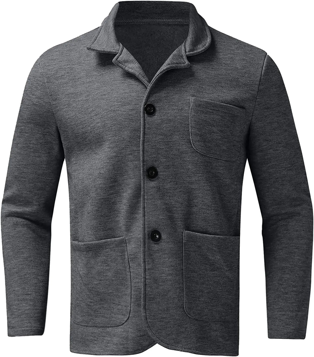 Men's Dark Gray Casual Button-Down Jacket for Fall and Winter