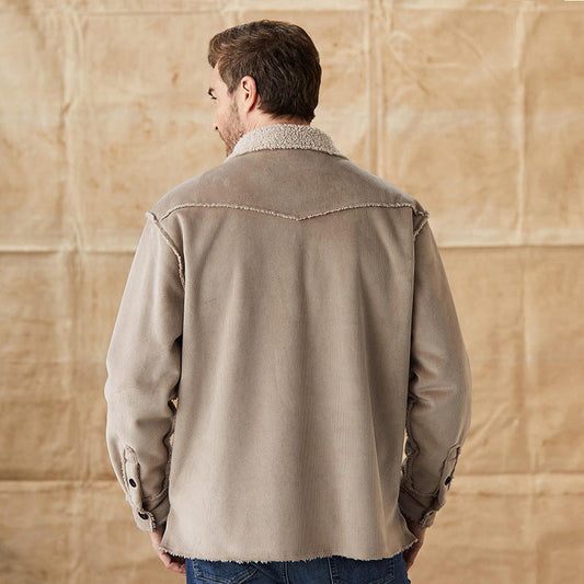 Men's Beige Casual Button-Down Jacket for Fall and Winter