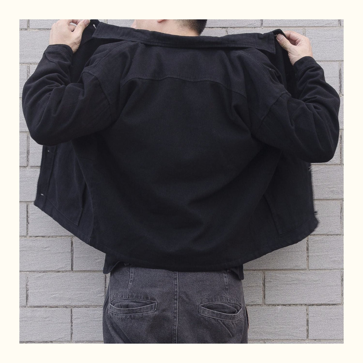 Men's Black Casual Button-Down Jacket for Fall and Winter