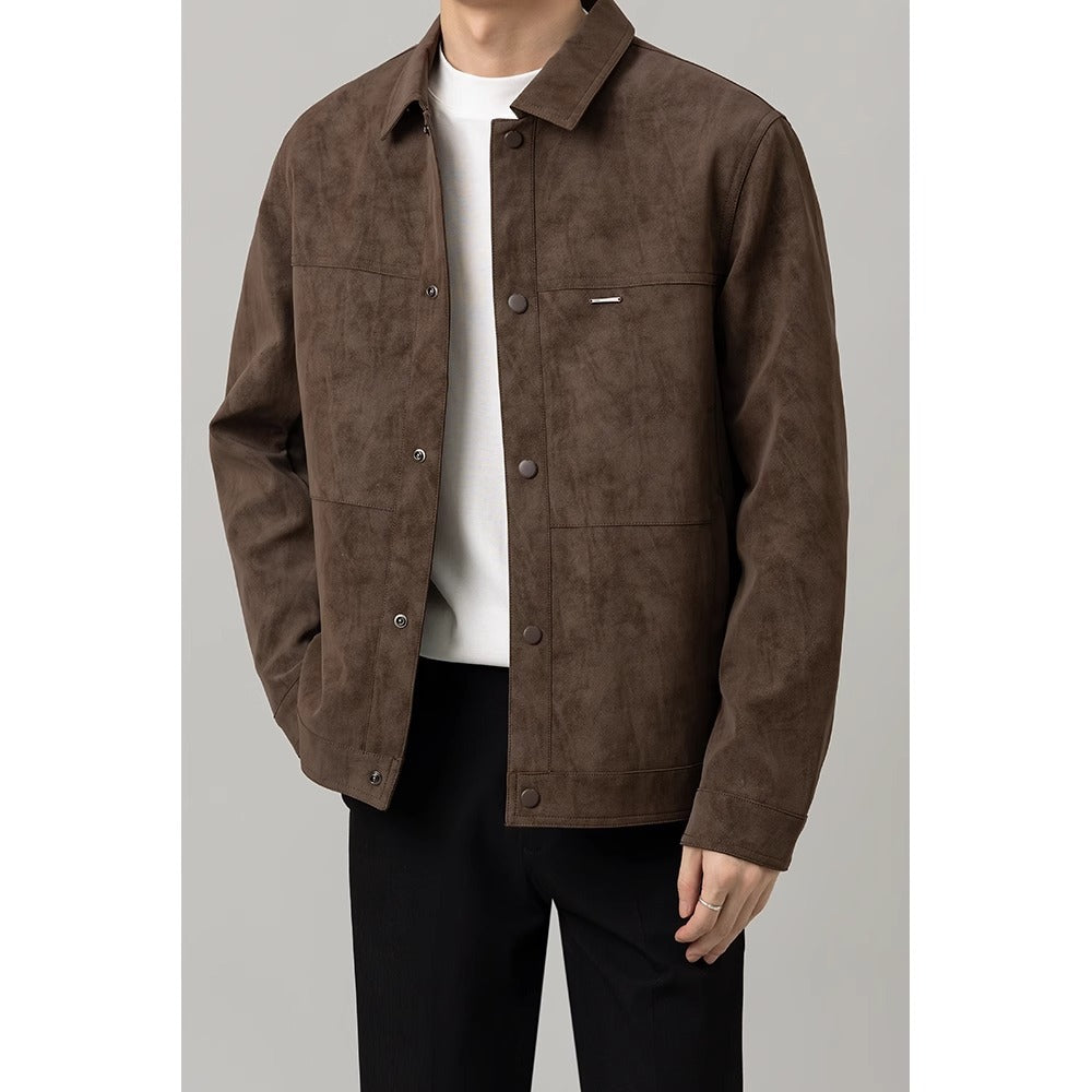 Men's Multi-Color Casual Button-Down Jacket for Fall and Winter Brown