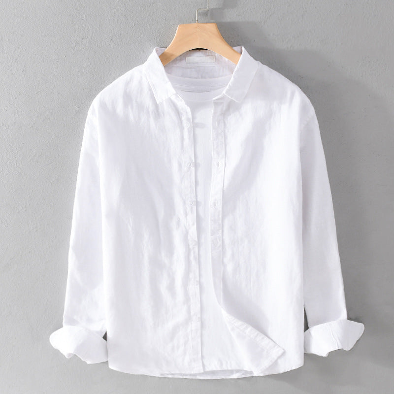 Men's Red Casual Button-Down Shirt for Fall and Winter Everyday Wear White
