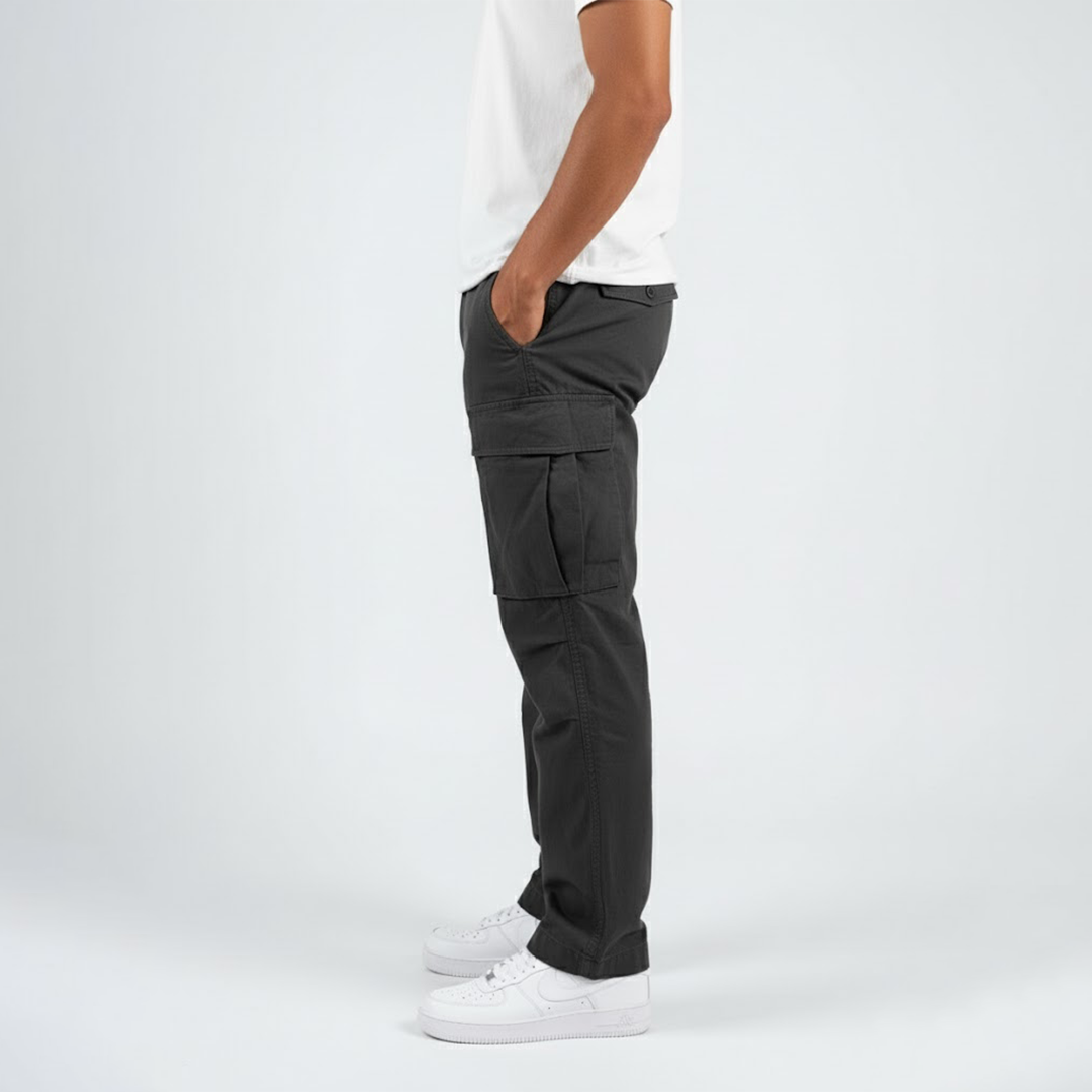 Men's Casual Cargo Trousers for Fall and Winter Everyday Wear Black