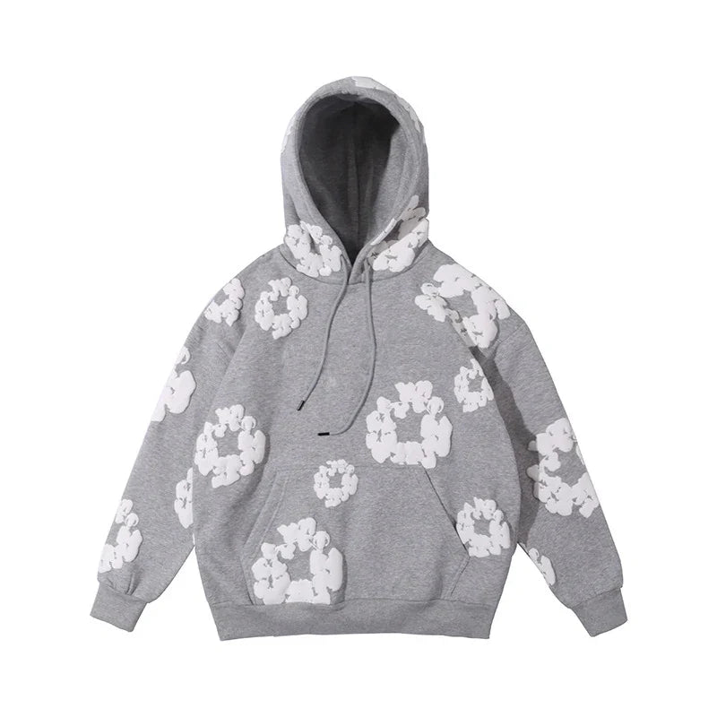 Men's Casual Denim Hoodie – Soft Hooded Sweatshirt for Daily Use Gray