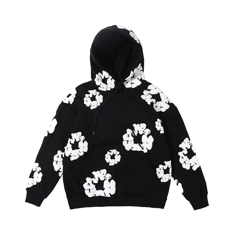 Men's Casual Denim Hoodie – Soft Hooded Sweatshirt for Daily Use Black