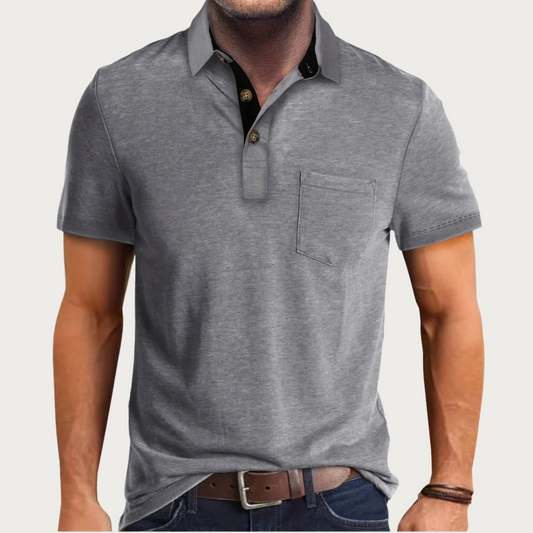 Men's Classic Button-Down Polo Shirt for Fall and Winter Everyday Wear Dark Grey
