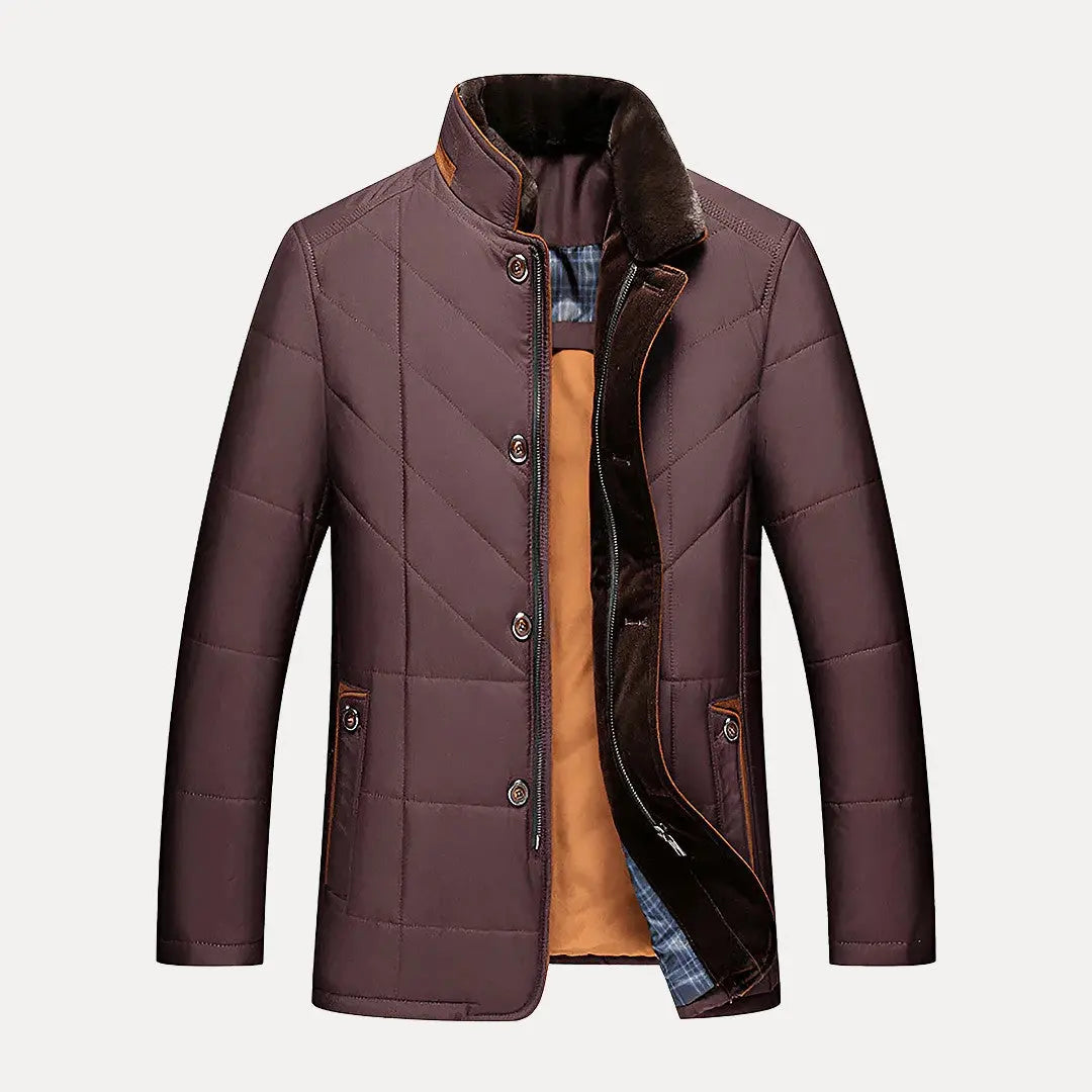 Men's Classic Heritage Insulated Jacket for Daily Use Warm Burgundy