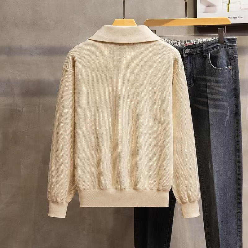 Men's Collared Pullover Sweater for Fall and Winter Everyday Wear