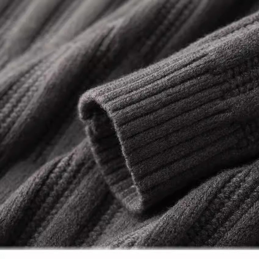 Men's Collared Ribbed Sweater for Fall and Winter Everyday Wear