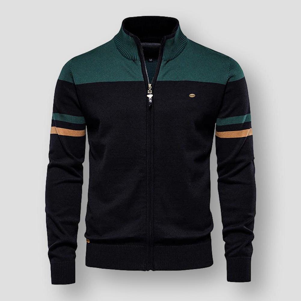 Men's Color Block Zip-Up Jacket with Zip-up front for easy wear. Green