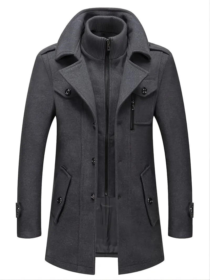 Men's Double Breasted Overcoat for Fall and Winter Everyday Wear Gray