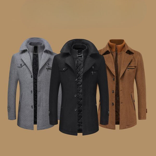 Men's Double-Breasted Pea Coat for Fall and Winter Everyday Wear