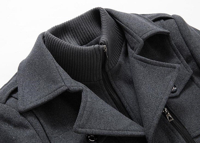 Men's Double-Breasted Pea Coat for Fall and Winter Everyday Wear