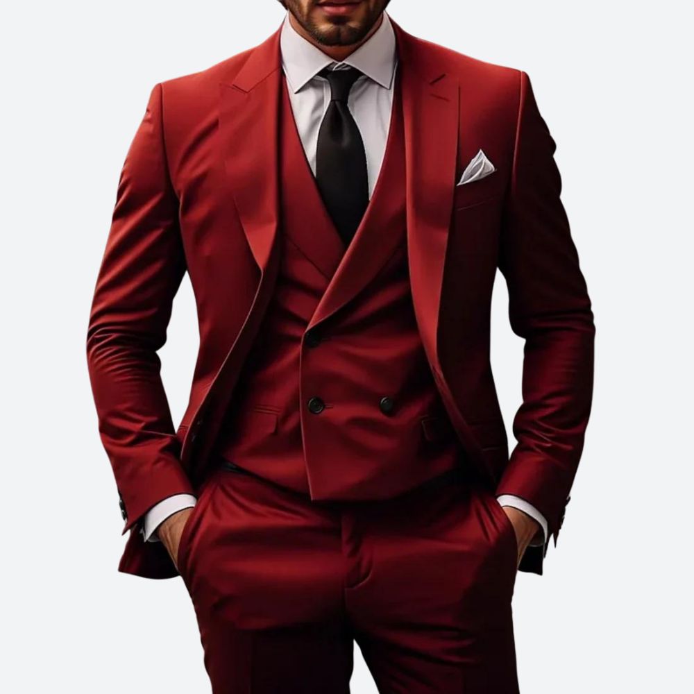 Men's Stylish Suit for Formal Events and Special Occasions Red