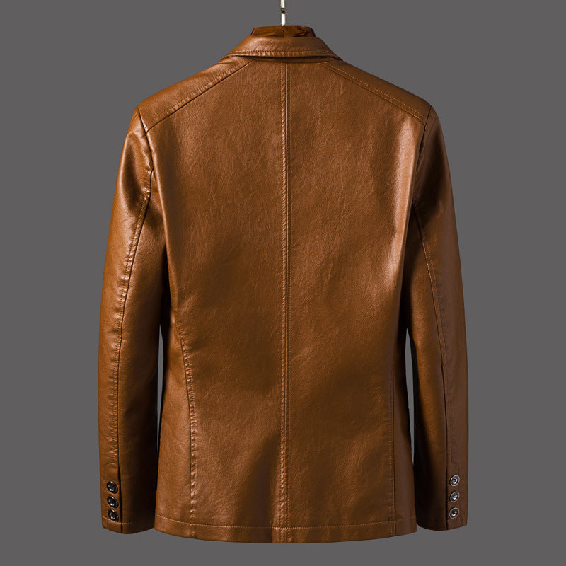 Men's Stylish Durable Leather Jacket for Fall Outerwear