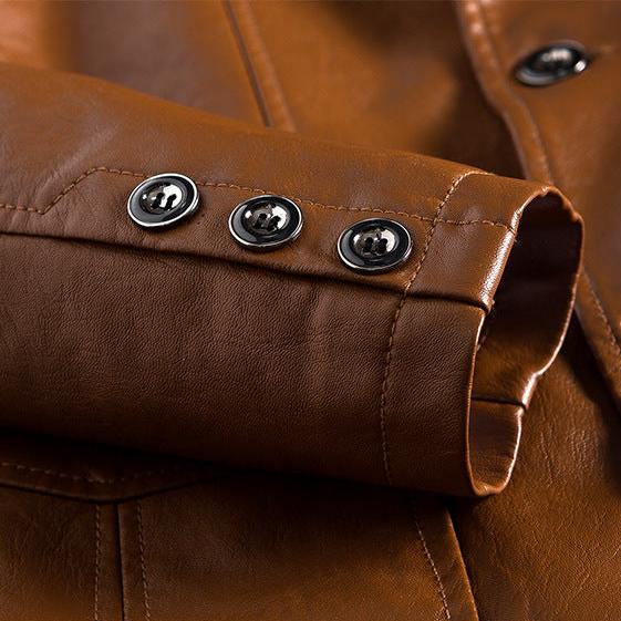 Men's Stylish Durable Leather Jacket for Fall Outerwear