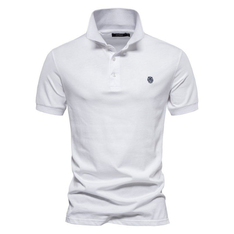 Men's Fitted Casual Polo Shirt for Fall and Winter Everyday Wear White