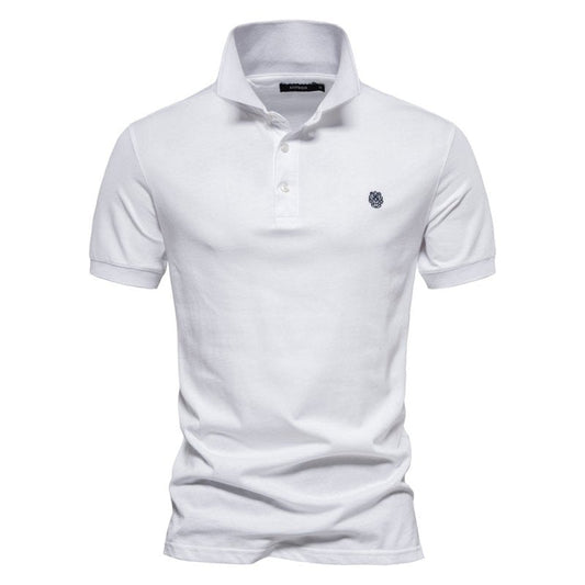 Men's Fitted Casual Polo Shirt for Fall and Winter Everyday Wear White