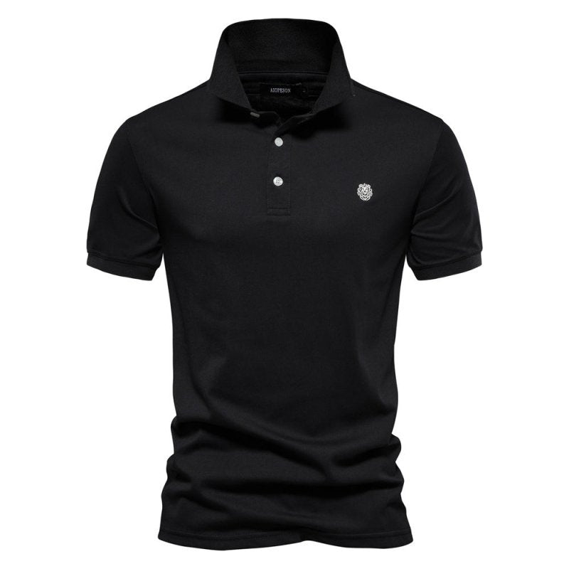 Men's Fitted Casual Polo Shirt for Fall and Winter Everyday Wear Black