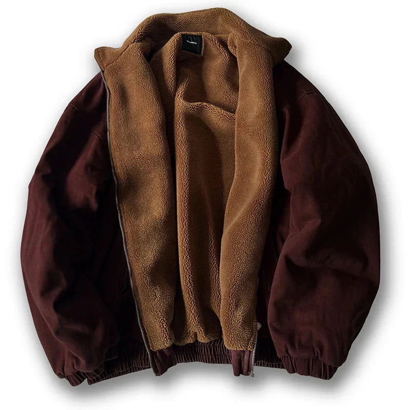 Men's Insulated Fleece-Lined Jacket for Fall and Winter Everyday Wear Red