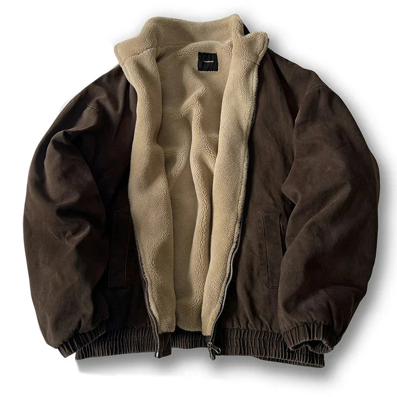 Men's Insulated Fleece-Lined Jacket for Fall and Winter Everyday Wear Brown