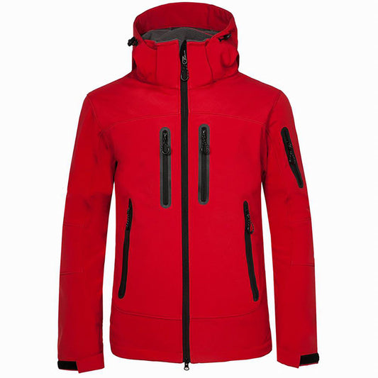 Men's Full Zip Hooded Jacket for Fall and Winter Everyday Wear Red