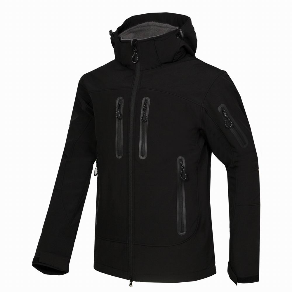 Men's Full Zip Hooded Jacket for Fall and Winter Everyday Wear Black