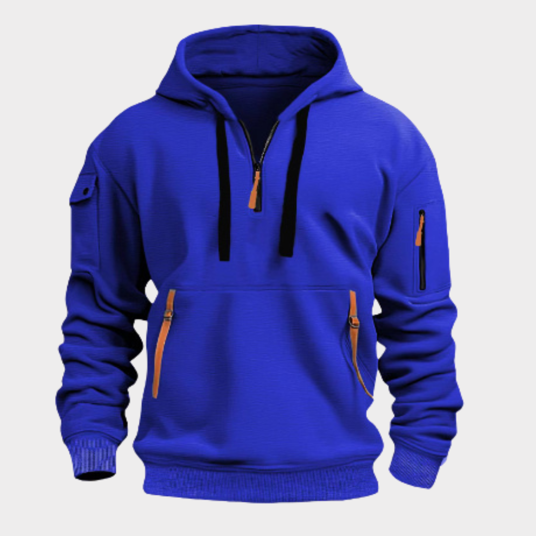 Men's Half-Zip Pullover Sweatshirt for Fall and Winter Everyday Wear Blue