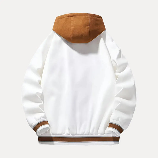 Men's Hooded Baseball Style Varsity Jacket for Daily Use