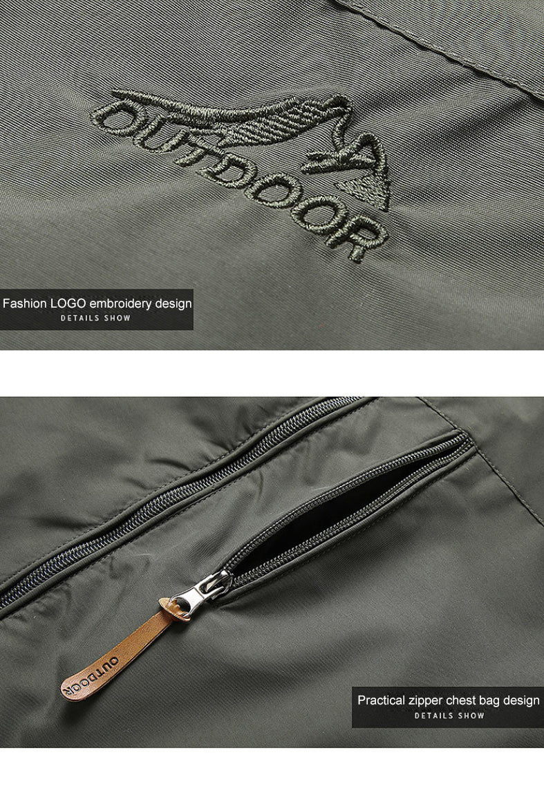 Men's Green Hooded Full Zip Jacket for Fall and Winter Everyday Wear