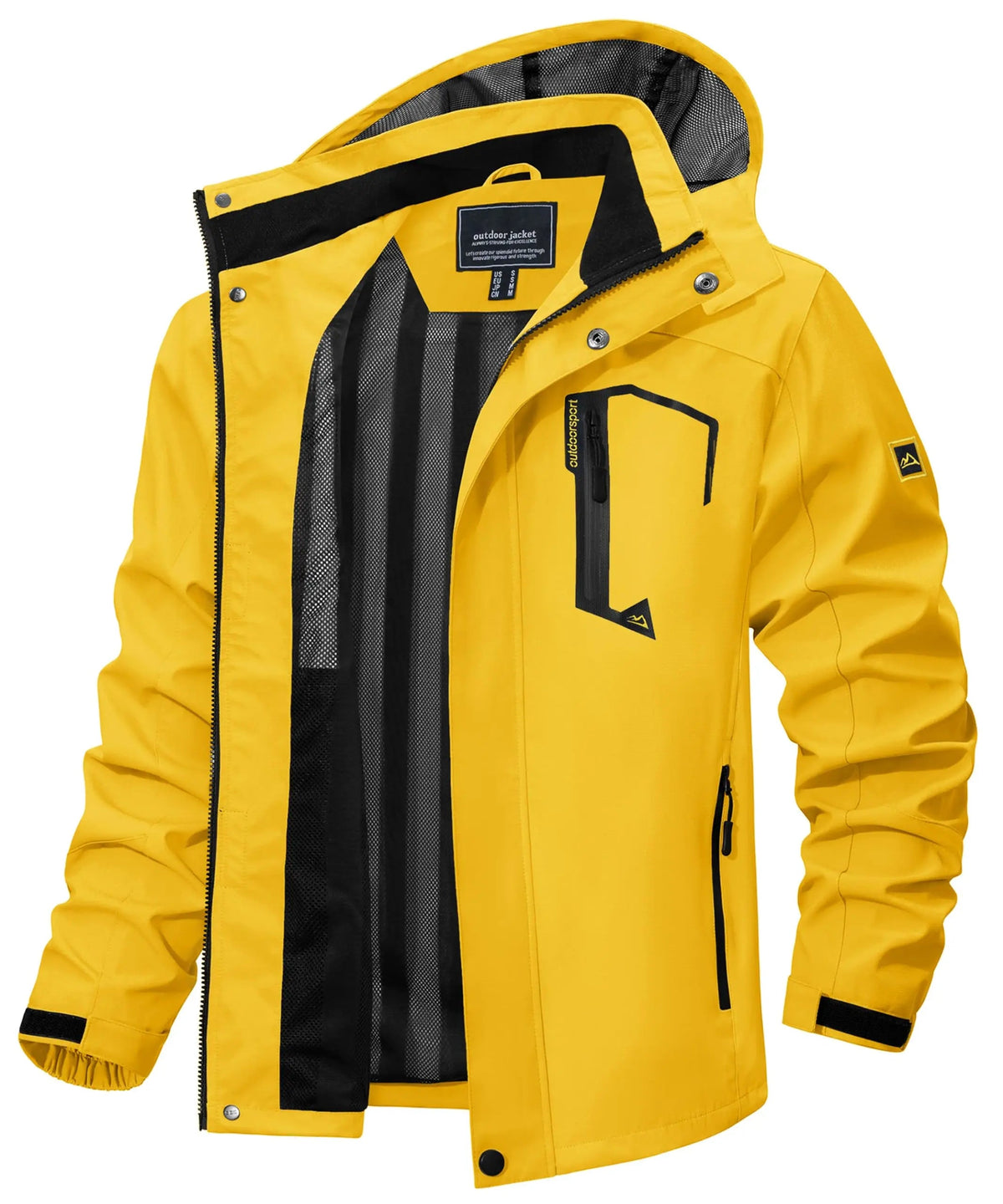 Men's Multi-Color Denim Hooded Outdoor Jacket for Everyday Wear Yellow