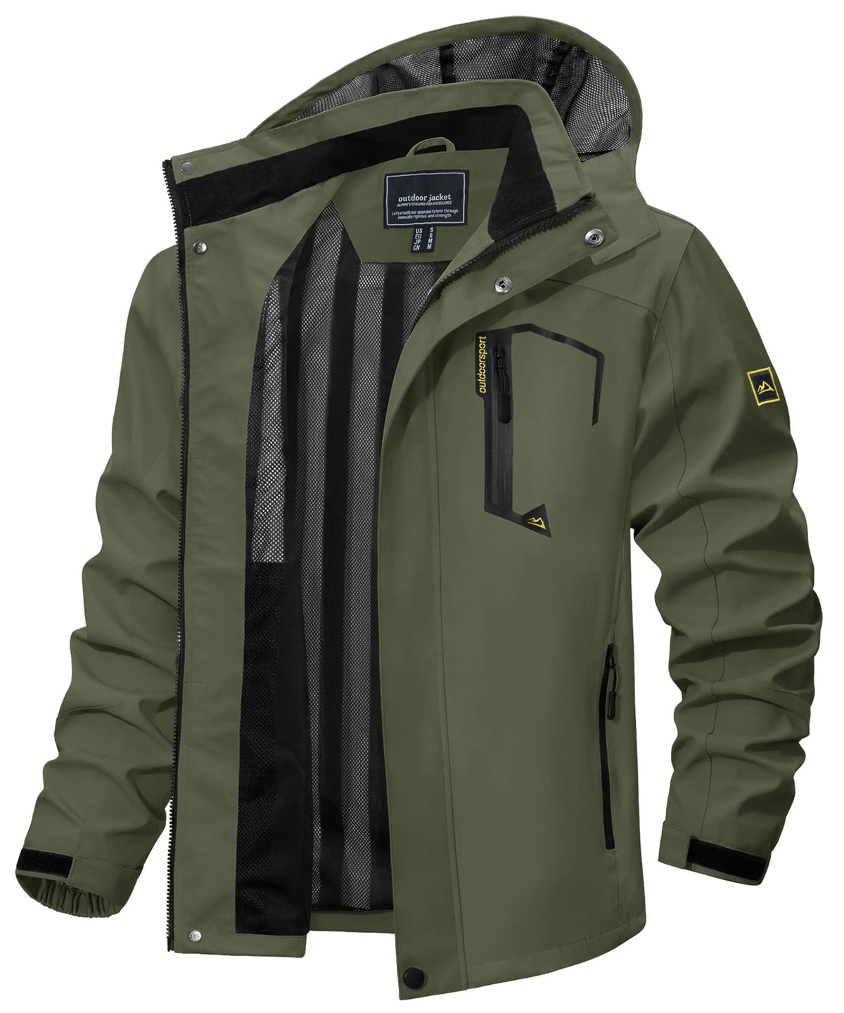 Men's Multi-Color Denim Hooded Outdoor Jacket for Everyday Wear Army Green