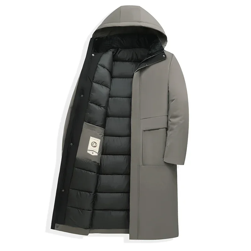 Men's Hooded Padded Long Coat for Warmth and Style for Daily Use